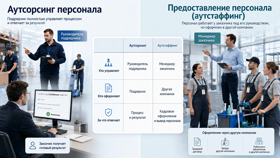 Аутсорсинг персонала и аутстаффинг: в чем разница